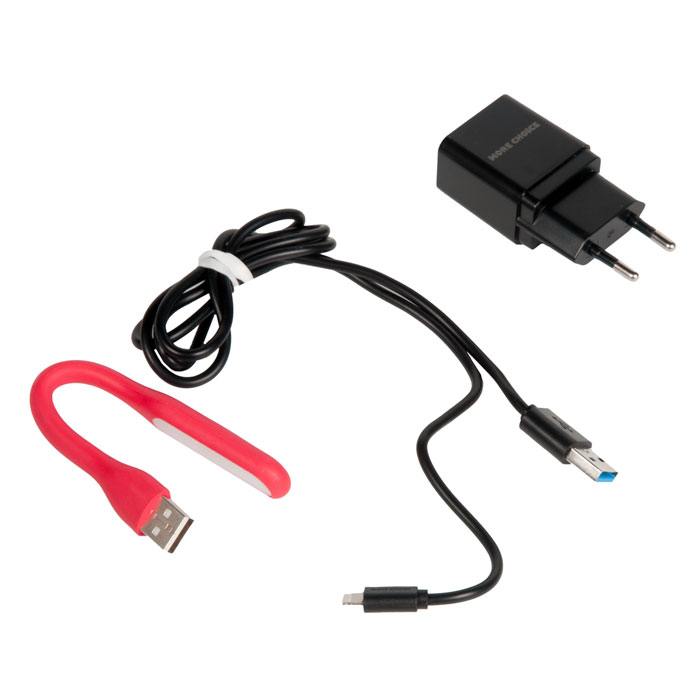 Зарядное устройство more choice nc33i, один разъем usb, кабель lightning, 5v, 1.0a, черный